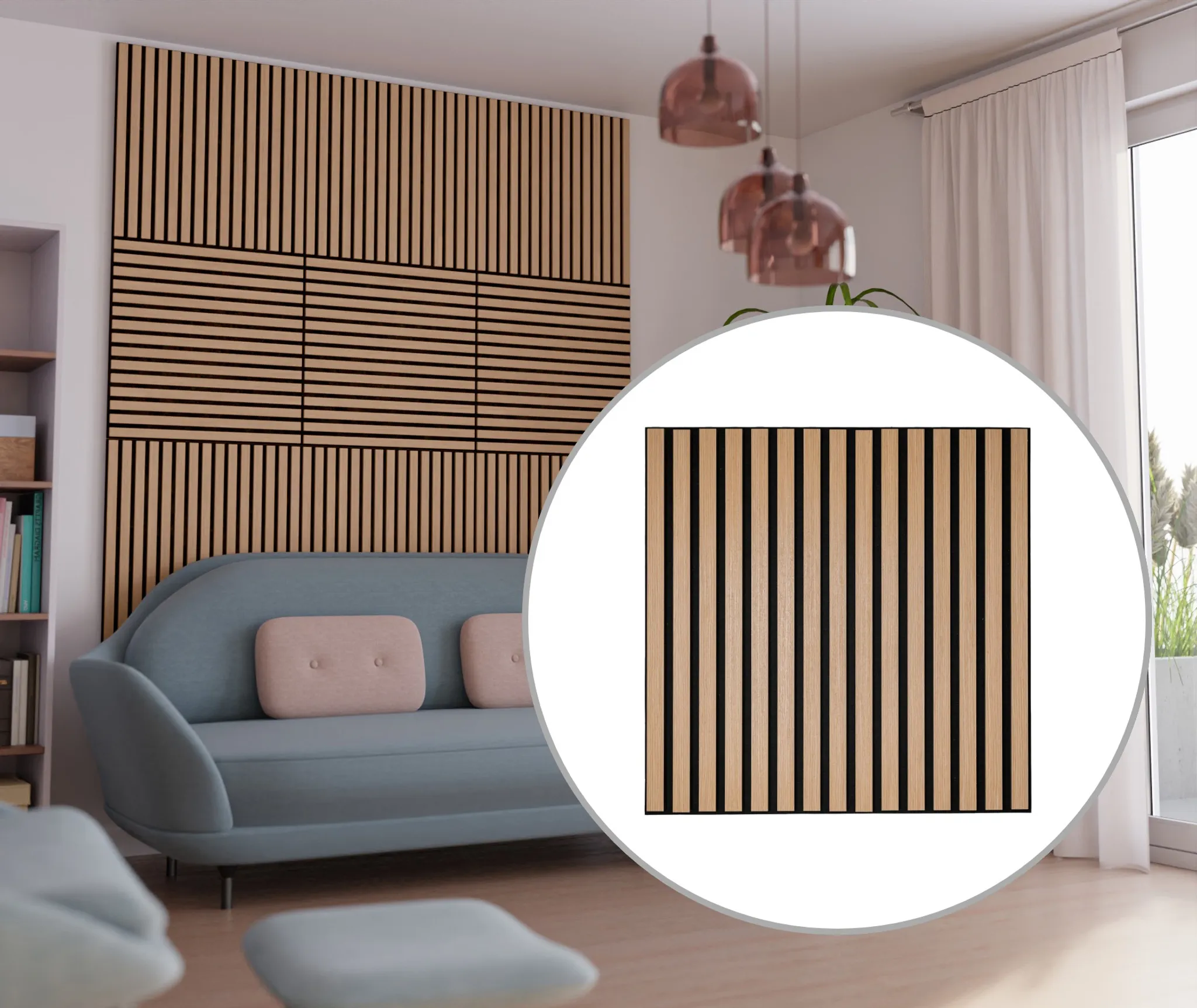 HORI WALL Akustik Dekor Wandpaneele Natural Oak quadratisch 0