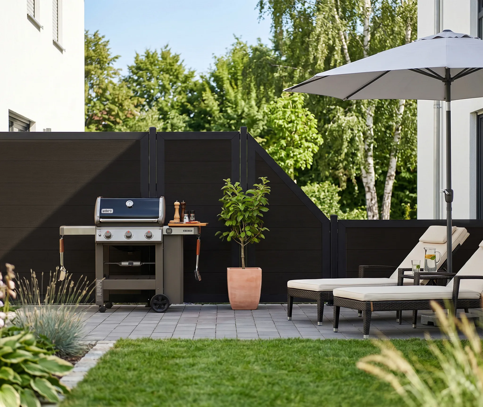 HORI WPC Sichtschutzzaun Rahmenzaun Komplettset Bausatz 5
