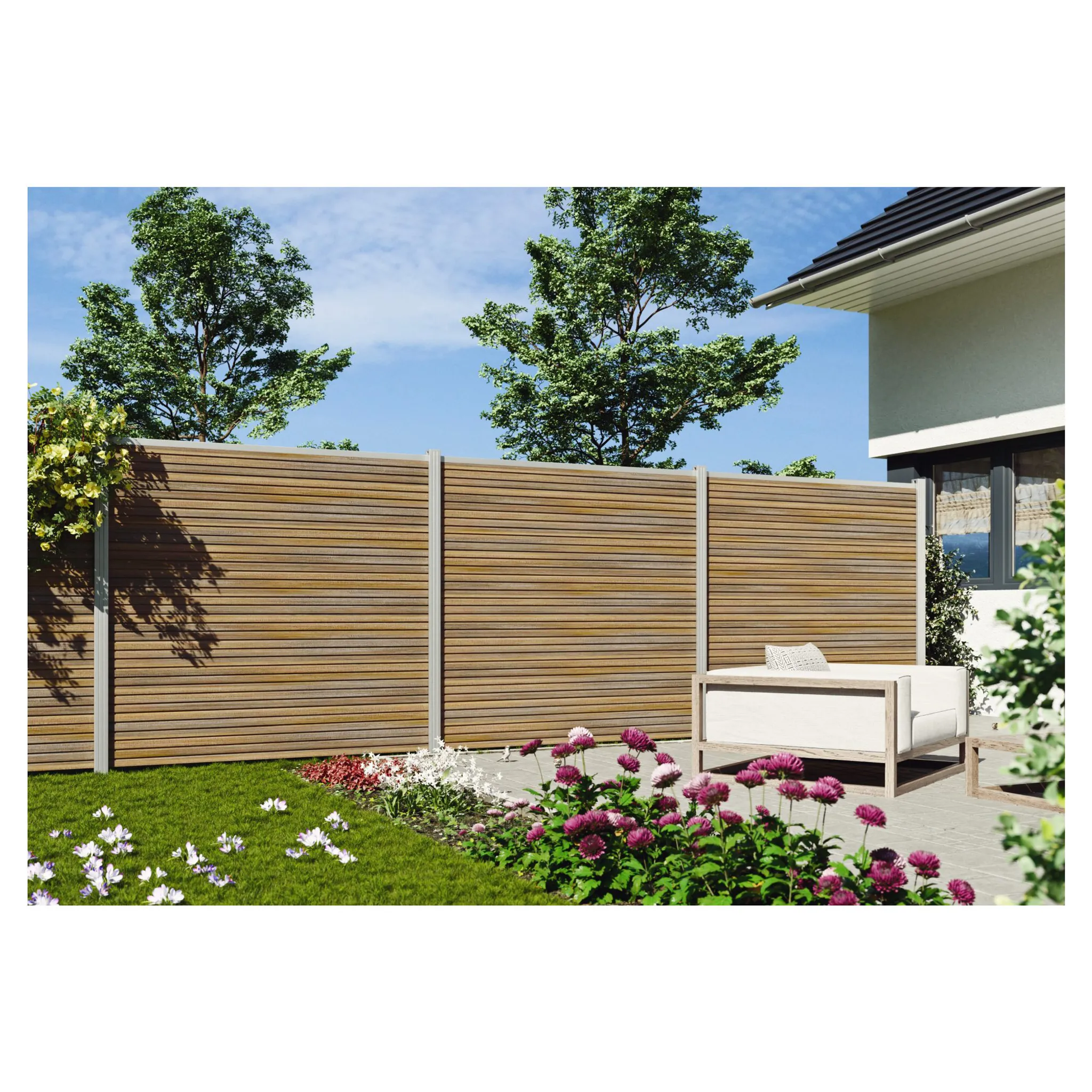 TETZNER & JENTZSCH WPC Steckzaun Set teak 3