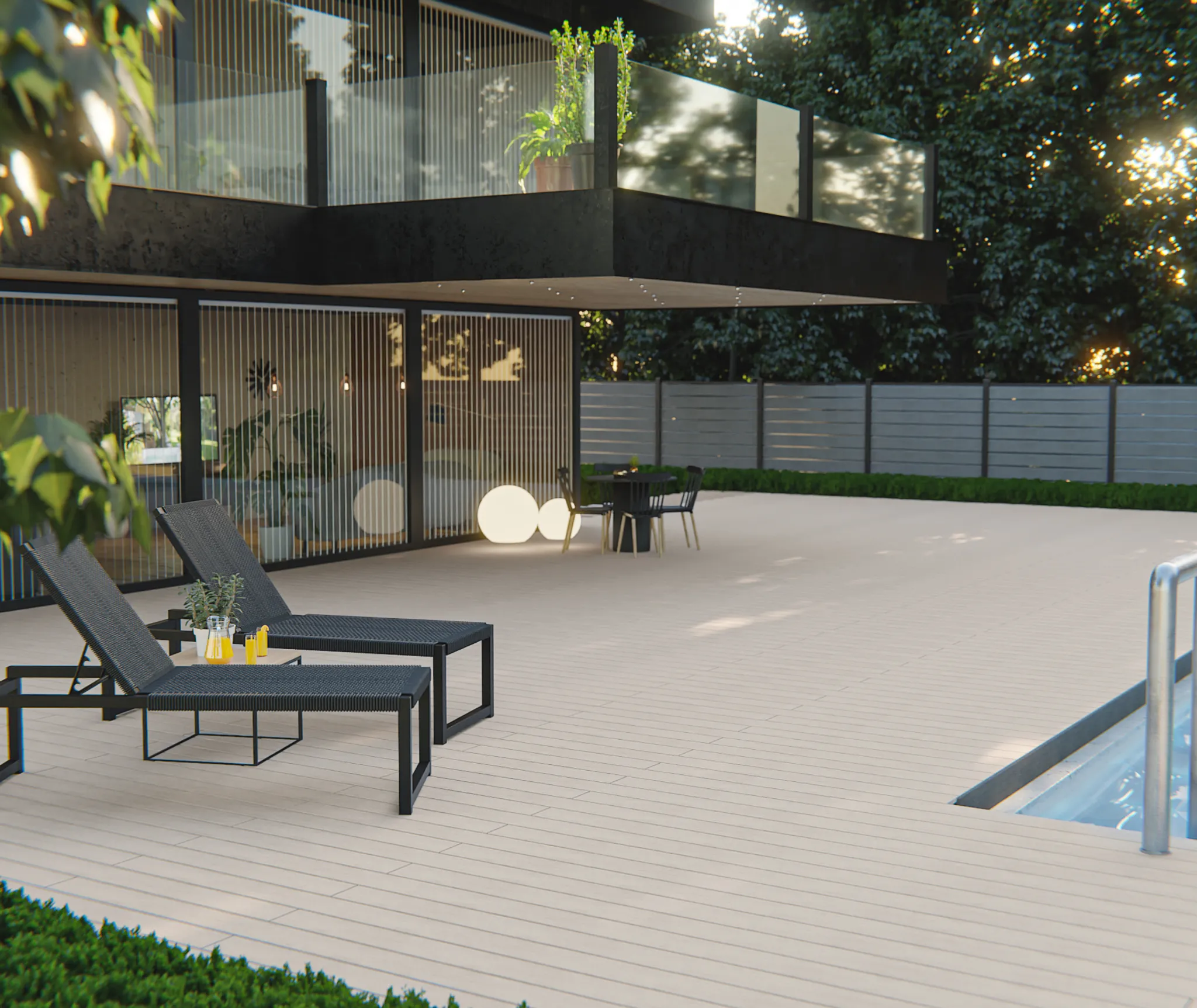 HORI Terrassendielen Komplettset WPC/BPC Exclusive Line weiß/creme 9
