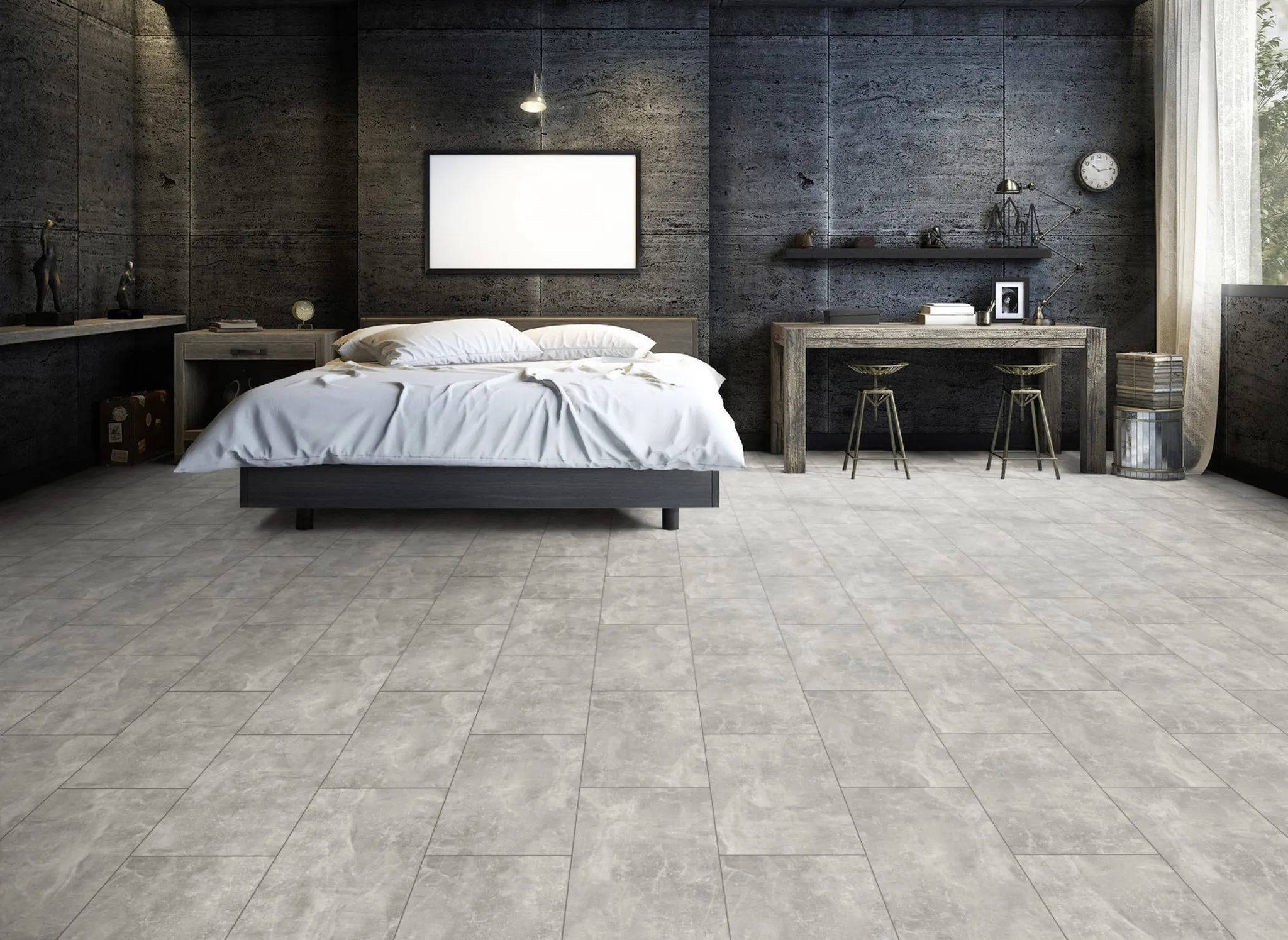 ter Hürne PVC-freier Klick-Designboden dureco Stone Line OF 2818 Stein sterngrau Fliese 6