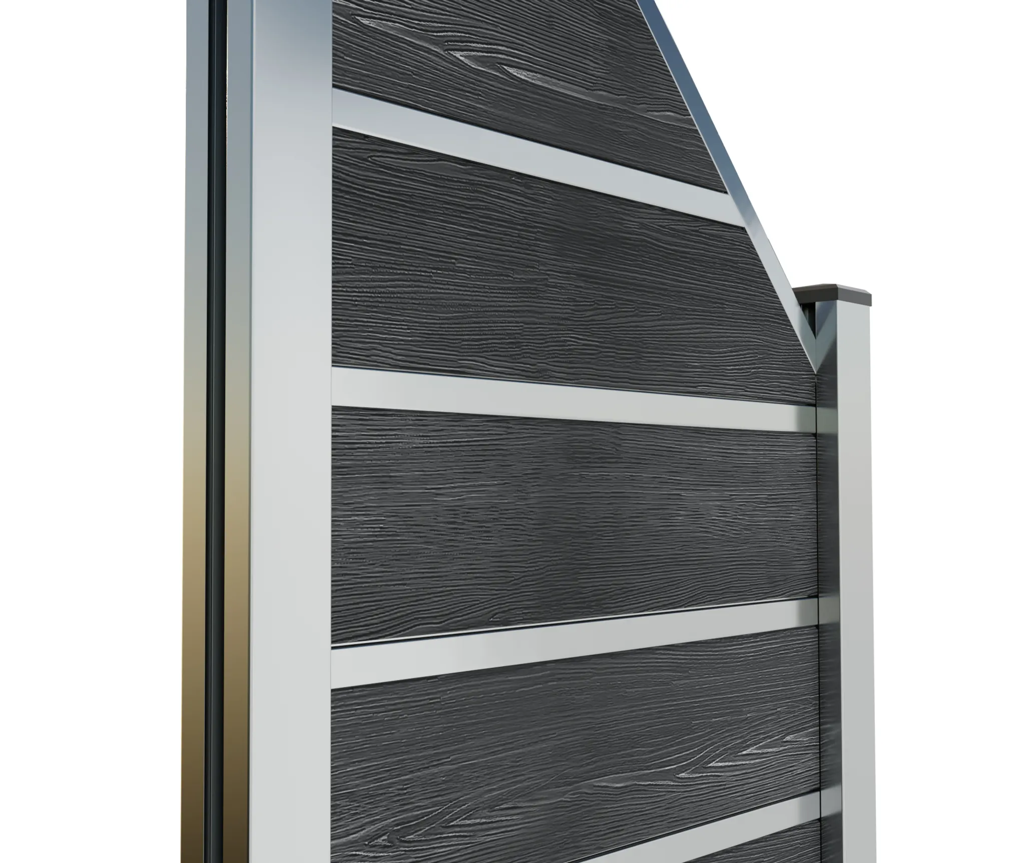 HORI Wood-Design WPC Sichtschutzzaun Stecksystem Streifen- Design Schrägelement ohne Pfosten 2