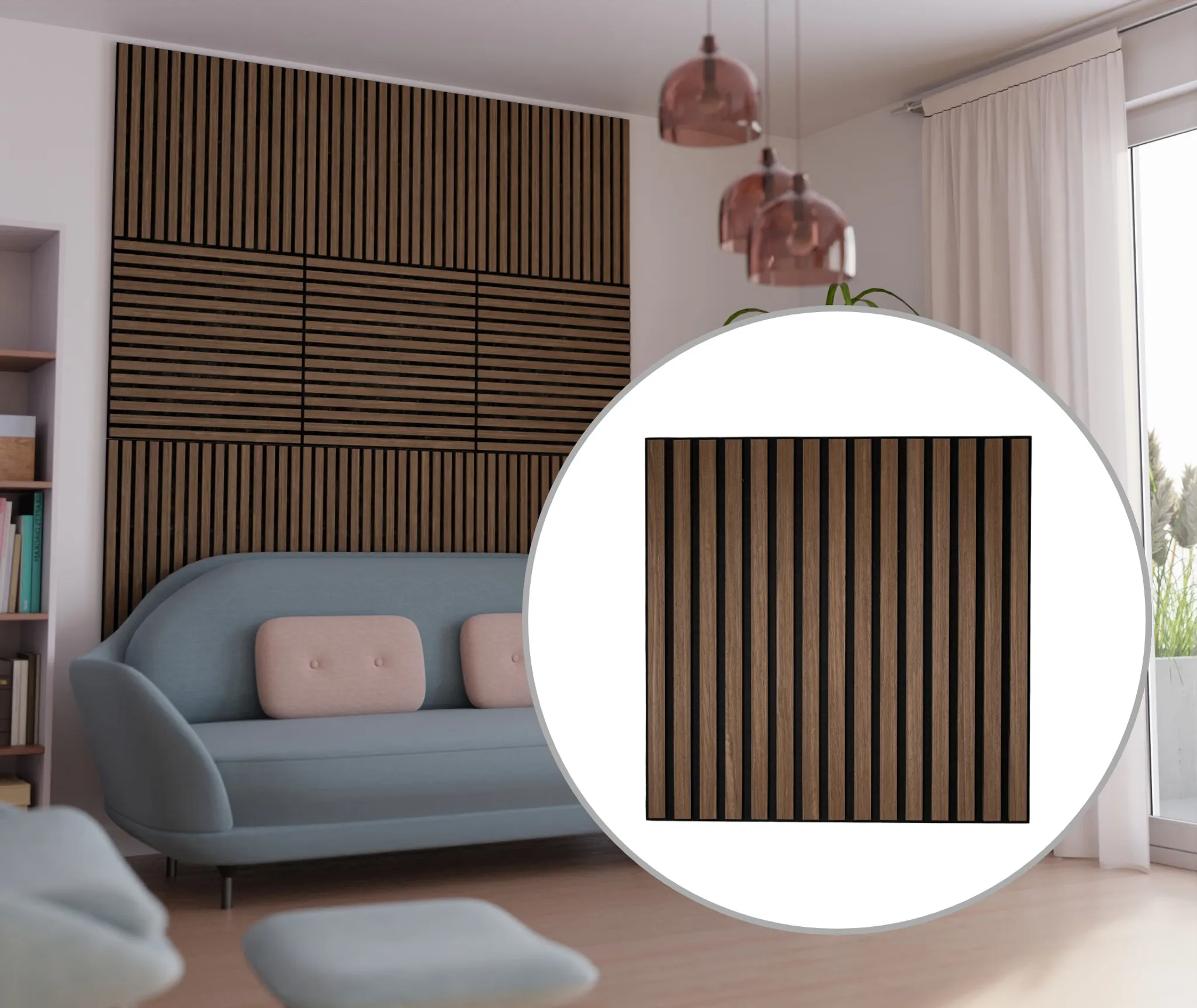 HORI WALL Akustik Dekor Wandpaneele Walnut quadratisch 0