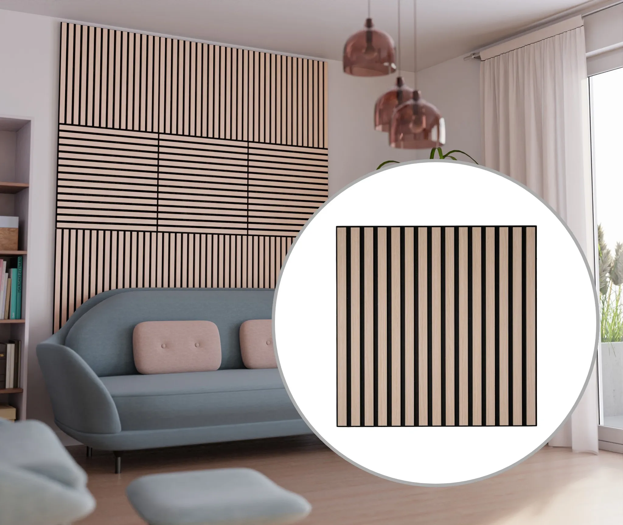 HORI WALL Akustik Dekor Wandpaneele White Oak quadratisch 0