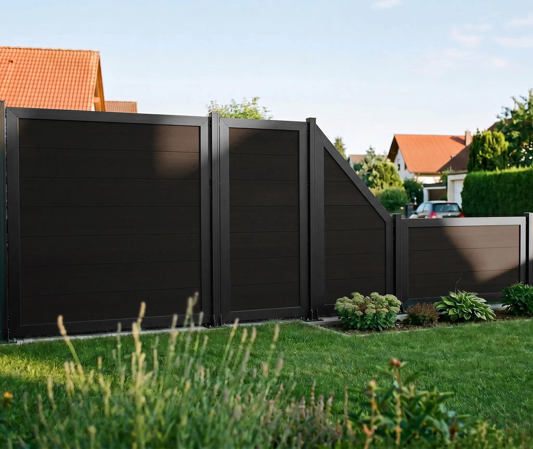 HORI WPC Sichtschutzzaun Rahmenzaun Komplettset Bausatz 1