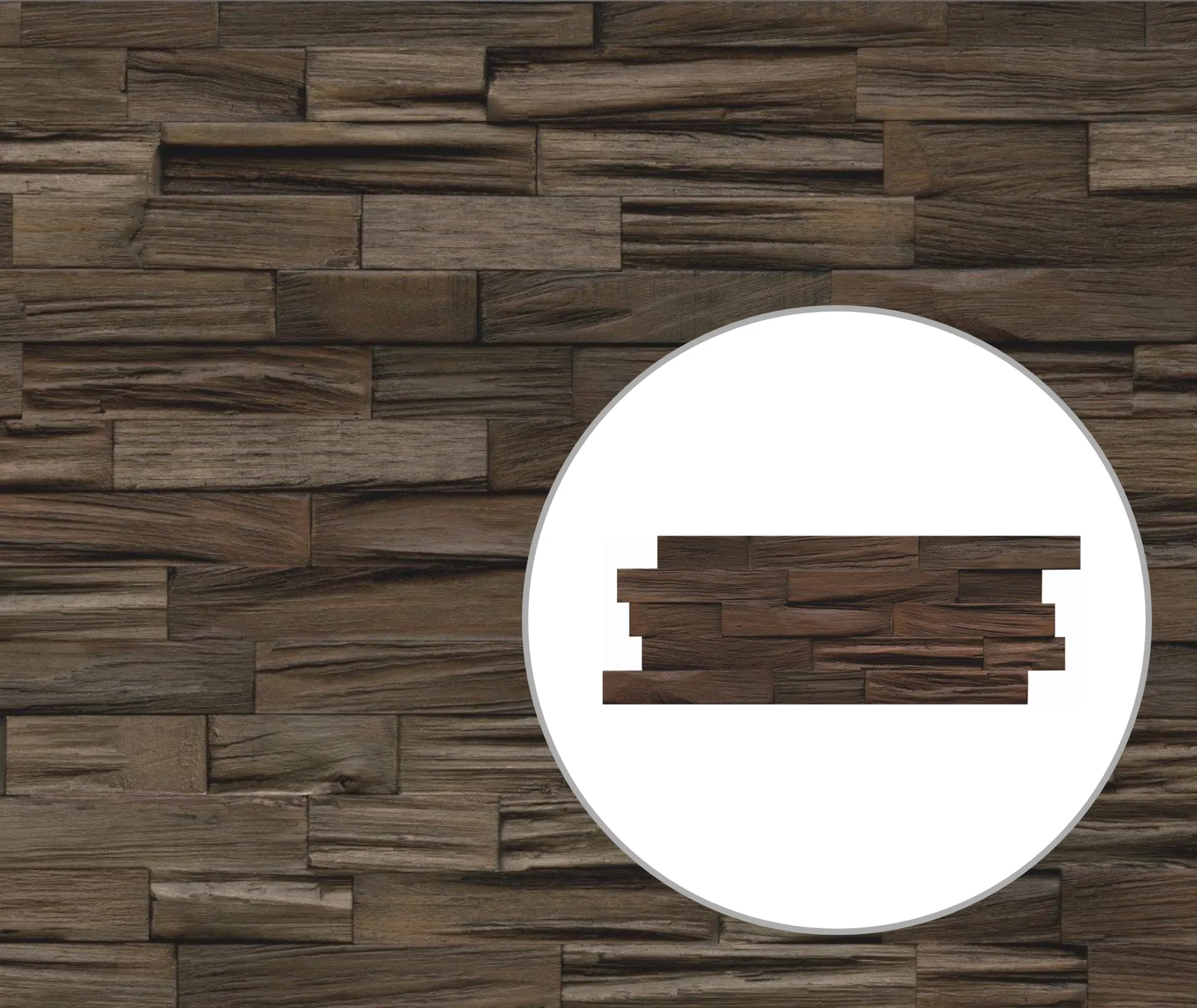 INDO Echtholz Wandverkleidung 3D Holzverblender Axewood Charred 0