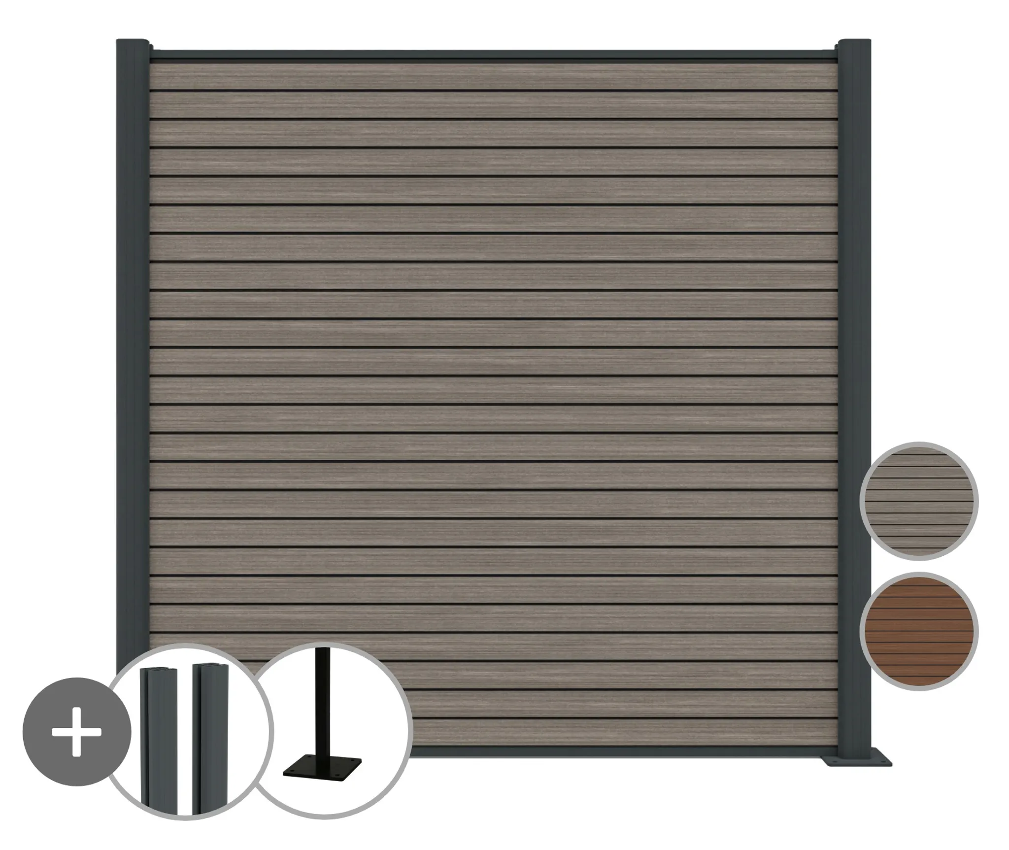 HORI WPC Sichtschutzzaun Stecksystem Rhombus-Style co-extrudiert Komplettset 0