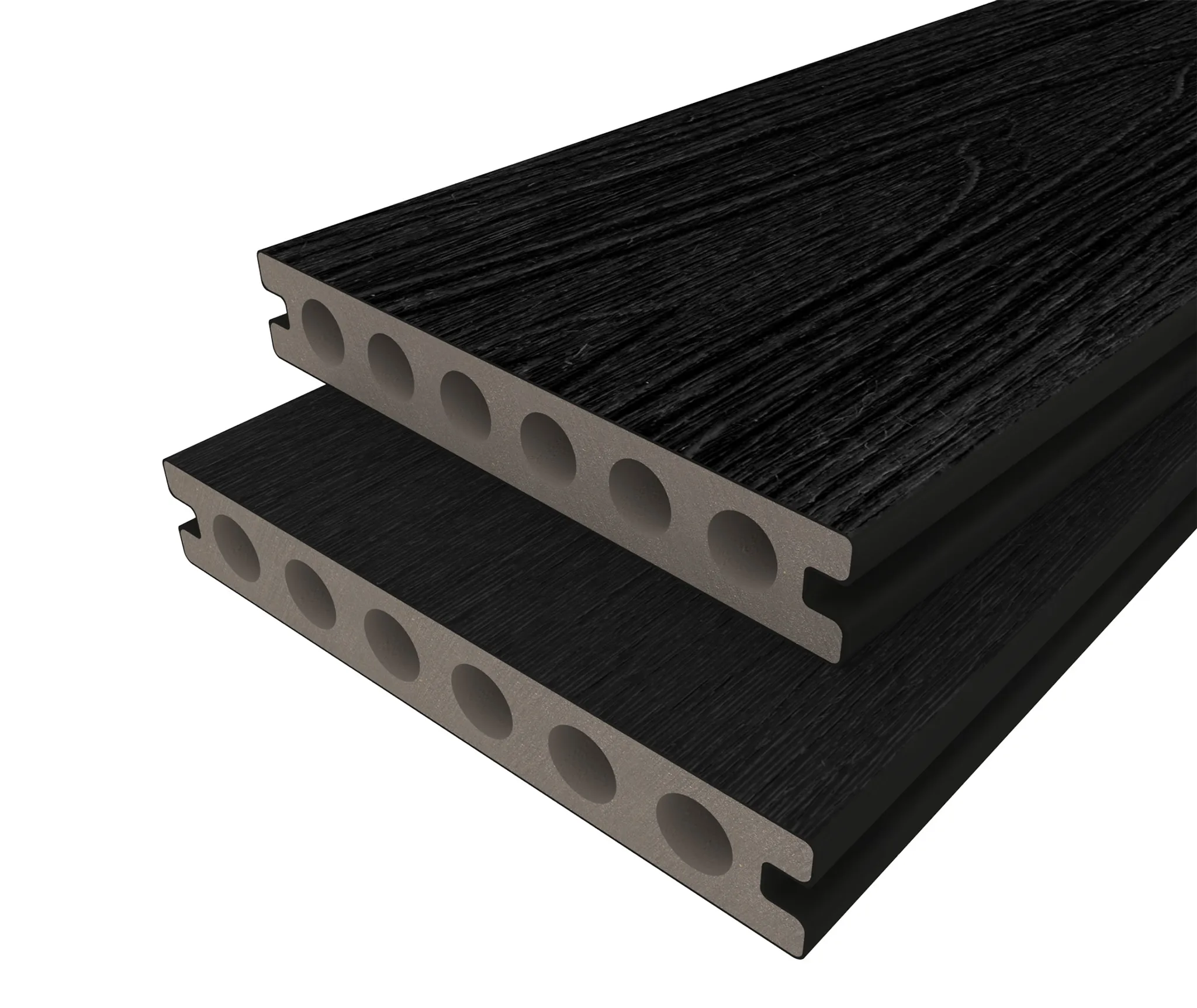 HORI Terrassendiele WPC Hohlkammer Wood Feeling Co-Extrudiert 22,5x138mm anthrazit-schwarz 0