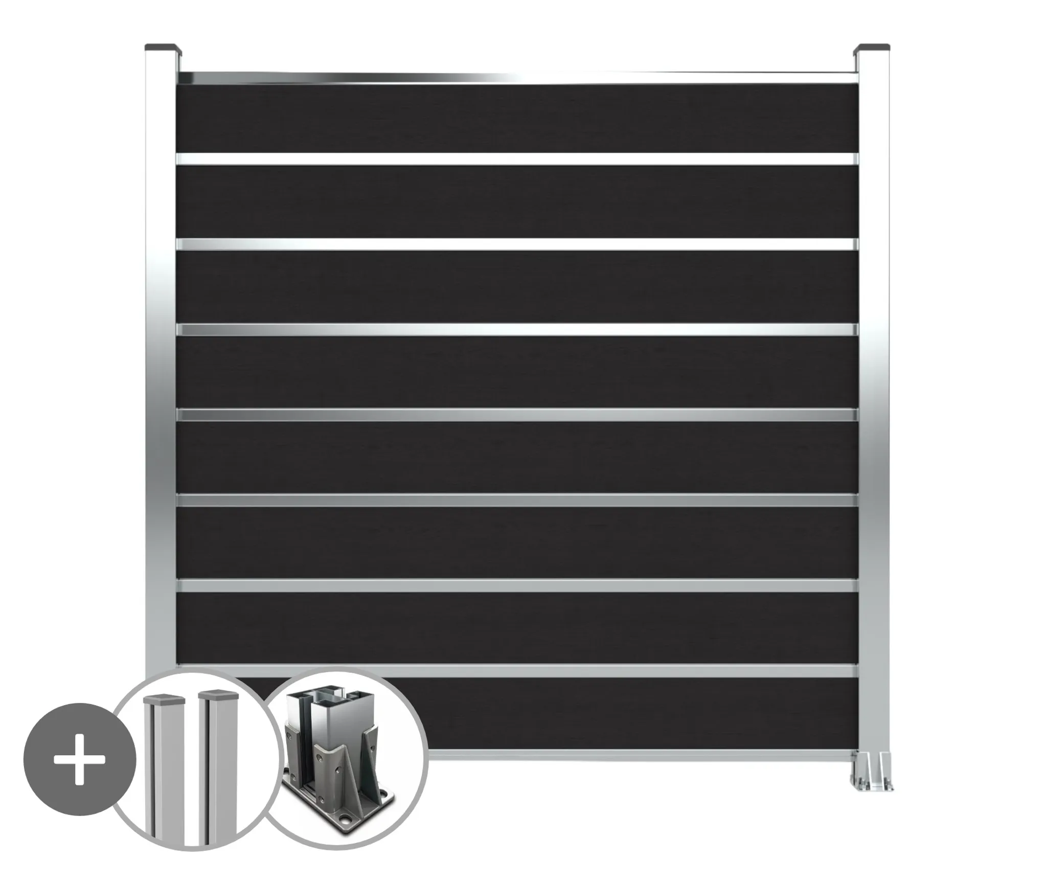 HORI Wood-Design WPC Sichtschutzzaun Stecksystem Streifen Design Zaun Komplettset 0