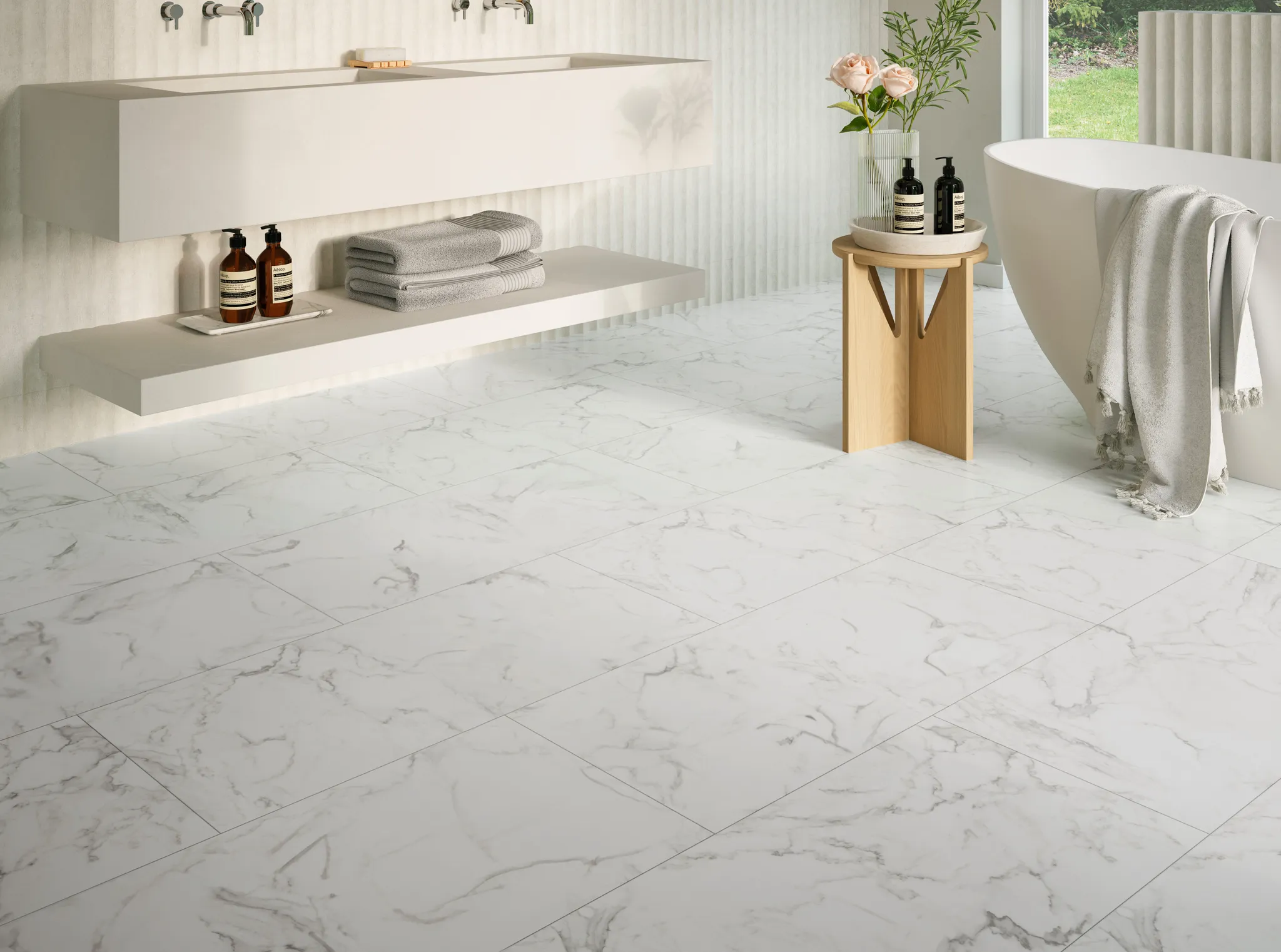 PARADOR PVC freier Klick-Designboden Modular One Hydron Marmor Eos weiß Steinstruktur Fliese 5