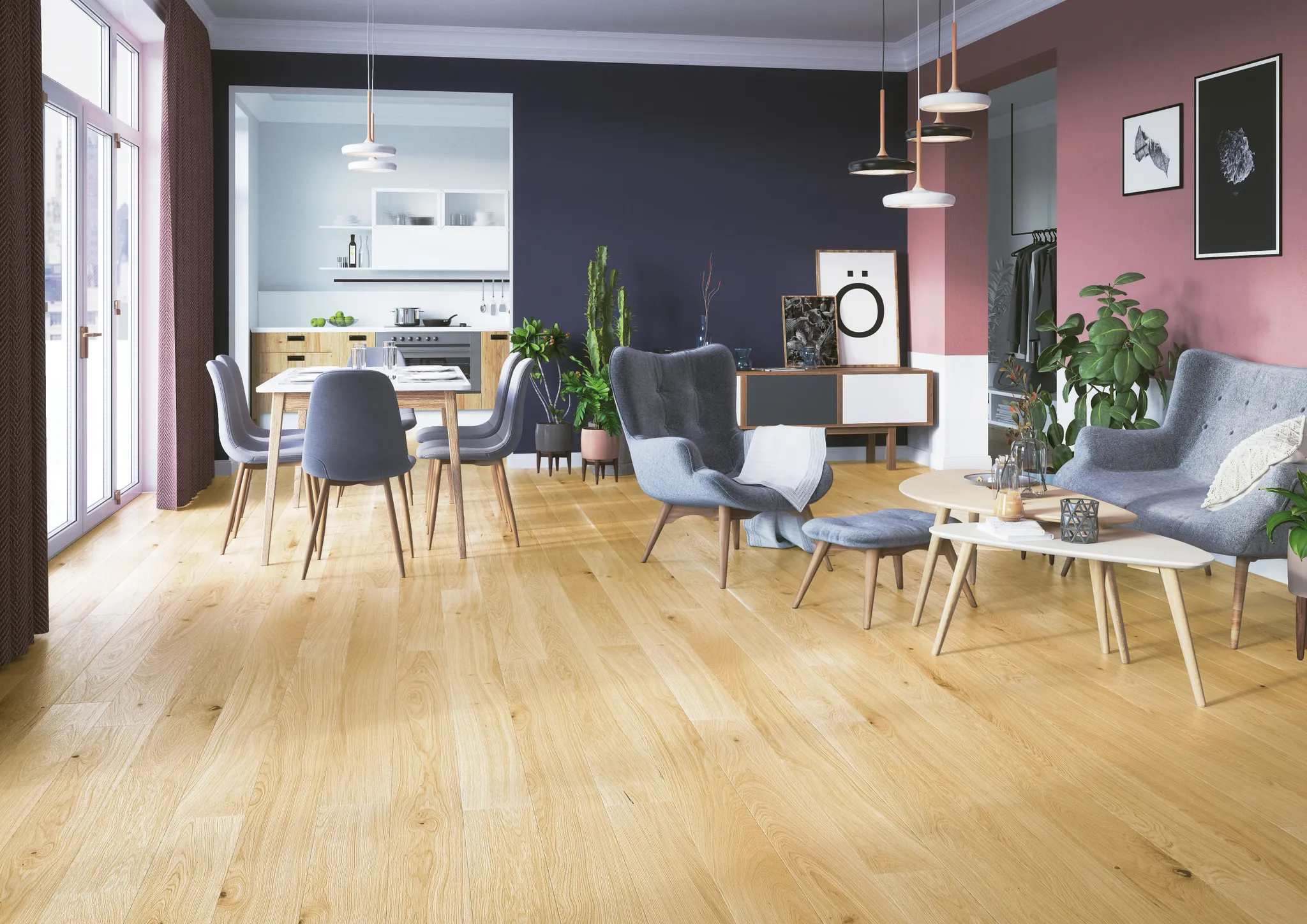 HORI Parkett 300 Eiche Family Landhausdiele Rohholz Optik gebürstet natur geölt 2