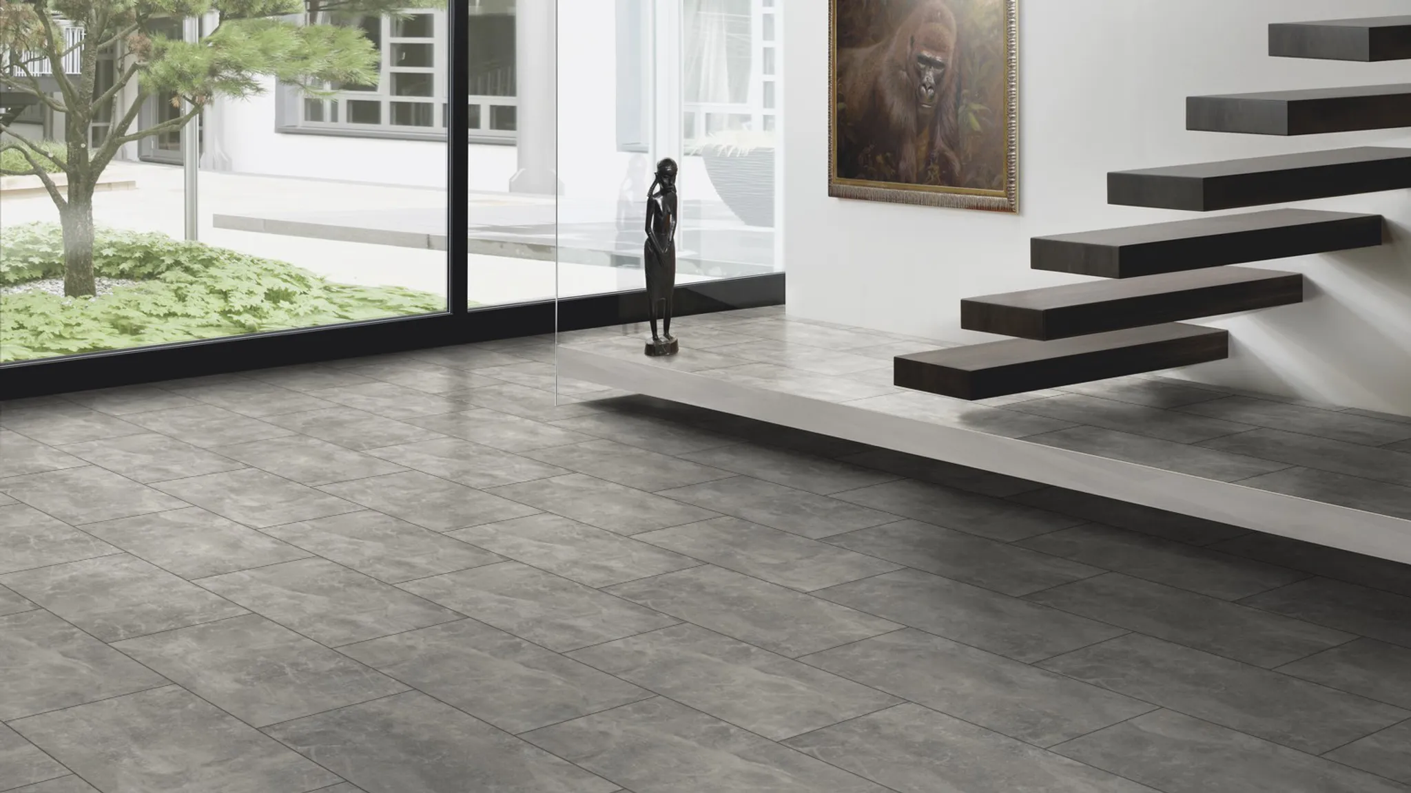 ter Hürne PVC-freier Klick-Designboden dureco Stone Line OF 2818 Stein sterngrau Fliese 4