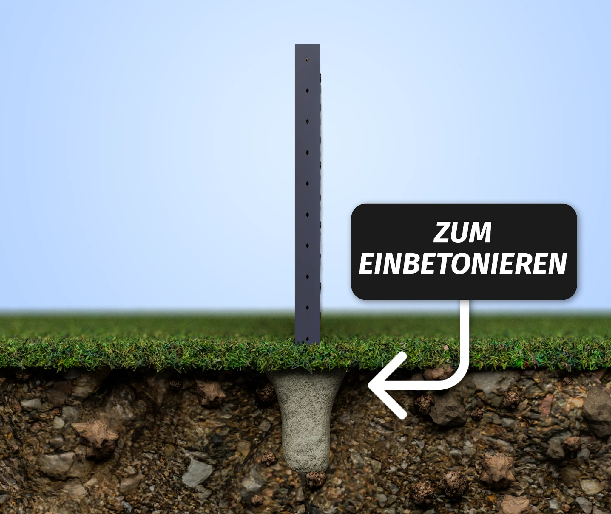 HORI Gabionenpfosten F für Doppelstabmattenzaun Höhe 220 cm 1