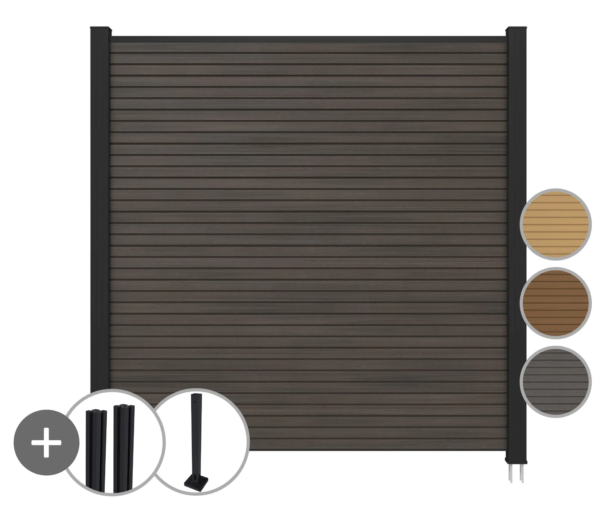 NewTechWood WPC Sichtschutzzaun Stecksystem Komplettset Modena Rhombus 0