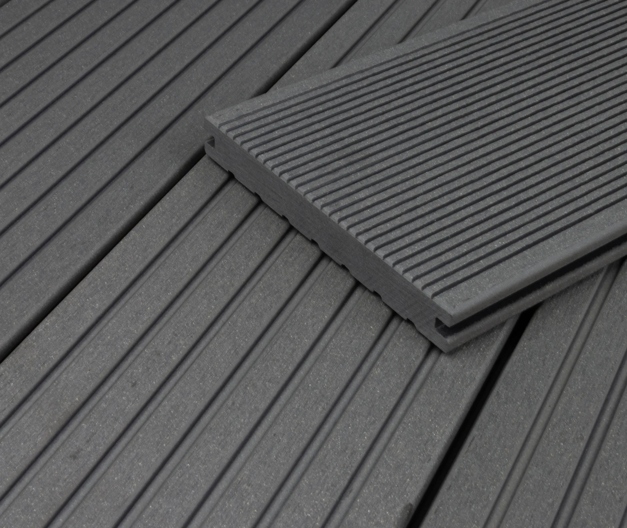 HORI Terrassendielen Komplettset WPC/BPC Vollprofil massiv grau 0