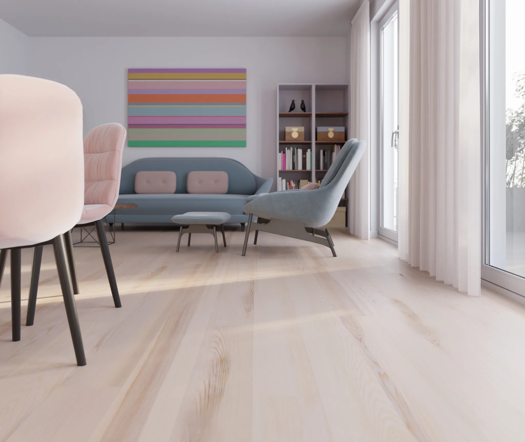 HORI Parkett Esche Variant weiß Landhausdiele gebürstet mattlack 9