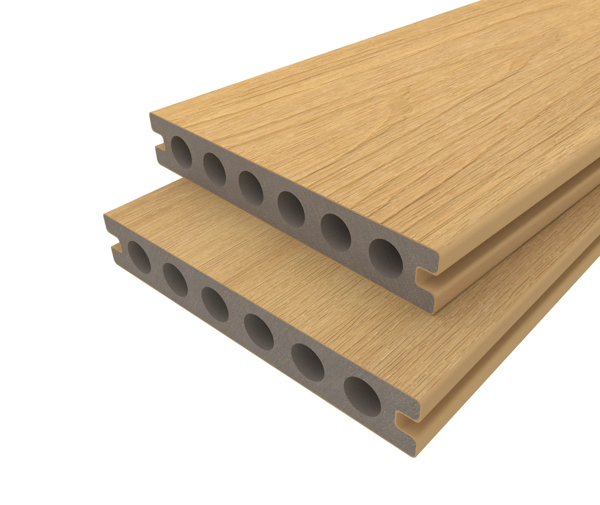 HORI Terrassendiele WPC Hohlkammer Wood Feeling Co-Extrudiert 22,5x138mm Hellbraun 0
