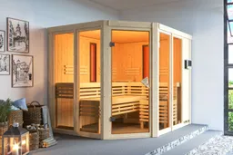 Karibu Multifunktions-Sauna Ava Eckeinstieg 68 mm 0