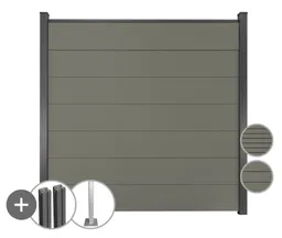 GroJa WPC/BPC Solid Sichtschutzzaun Stecksystem mit WPC/BPC Pfosten Komplettset 0