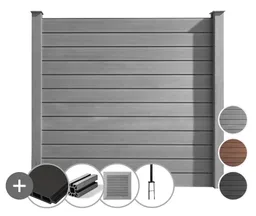 HORI WPC Sichtschutzzaun Stecksystem glatt / glatt Komplettset 0