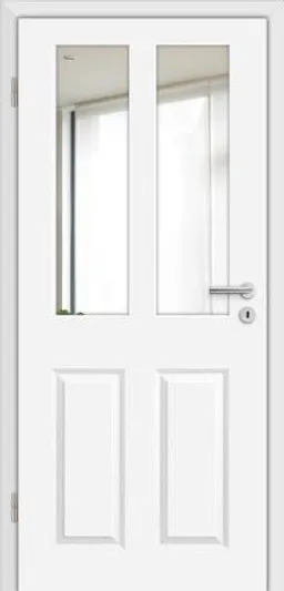 HORI Zimmertür Estella 4 Weißlack RAL9010 mit Lichtausschnitt Röhrenspan Rundkante 0