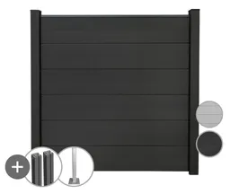 GroJa WPC/BPC Sichtschutzzaun Stecksystem Set GRANDE Komplettset 0