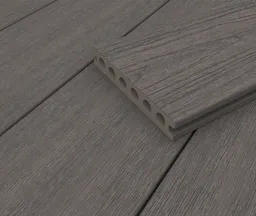 HORI Terrassendiele WPC Hohlkammer Co-Extrudiert tiefe Prägestruktur / glatt gebürstet 22,5 x 138 mm Grau 3