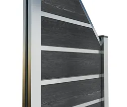 HORI Wood-Design WPC Sichtschutzzaun Stecksystem Streifen- Design Schrägelement ohne Pfosten 2