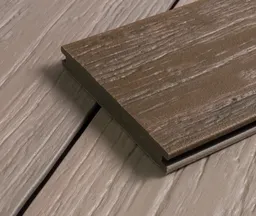 HORI Terrassendielen WPC/BPC massiv Schutzummantelung dunkelbraun + beige/creme 20 x 140 mm 0
