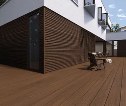 HORI Terrassendiele WPC Hohlkammer Co-Extrudiert tiefe Struktur 22,5 x 210 mm Dunkelbraun 0