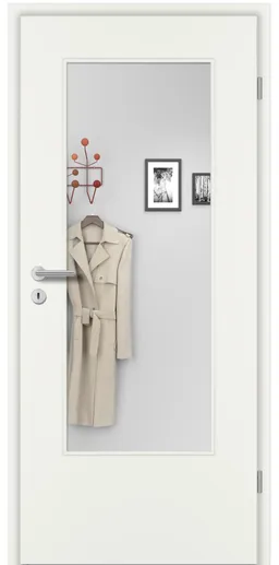 PRÜM Zimmertür Weißlack RAL9010 mit Lichtausschnitt Eckkante 0