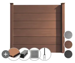 HORI WPC Sichtschutzzaun Stecksystem glatt / glatt XXL Komplettset 0