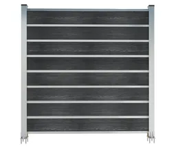 HORI Wood-Design WPC Sichtschutzzaun Stecksystem Streifen Design Zaun Komplettset 0