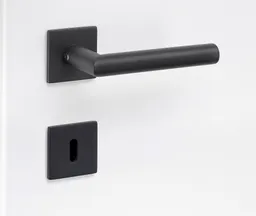 HORI Türgriff L-Form Roma Edelstahl schwarz Flachrosetten 0