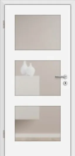 HORI Zimmertür Alicante 3 Weißlack RAL9010 mit Lichtausschnitt Röhrenspan Eckkante 0