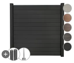 GroJa WPC/BPC Solid Sichtschutzzaun Stecksystem mit Alu-Pfosten Komplettset 0