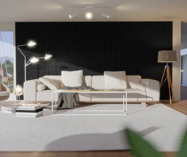 HORI WALL Akustik Dekor Wandpaneele Black Oak Rundstab 2