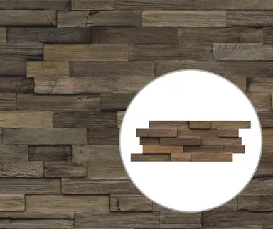 INDO Echtholz Wandverkleidung 3D Holzverblender Line Teak Charred 0