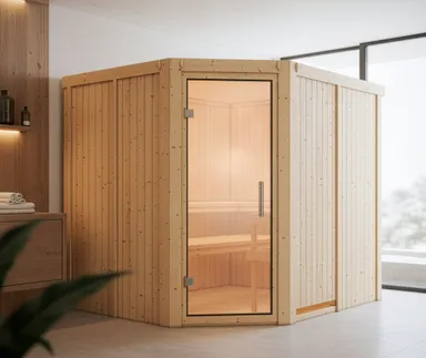 Karibu System-Sauna Komplettset Mikkel Eckeinstieg 68 mm 0