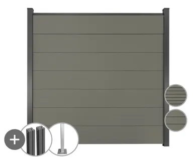 GroJa WPC/BPC Solid Sichtschutzzaun Stecksystem mit WPC/BPC Pfosten Komplettset 0
