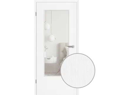 HORI Zimmertür CPL Eiche weiß strukturiert längs mit Lichtausschnitt Röhrenspan Designkante 0