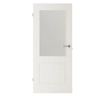 HORI Zimmertür Alicante 2 Weißlack RAL9010 mit Lichtausschnitt Röhrenspan Eckkante ohne Schlüssellochbohrung 0
