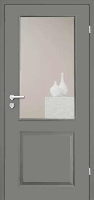 HORI Zimmertür Estella 2 Lavagrau RAL7037 mit Lichtausschnitt Designkante Röhrenspan 0
