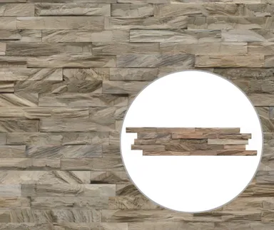 INDO Echtholz Wandverkleidung 3D Holzverblender Teak Diamond Ancient Grey 0