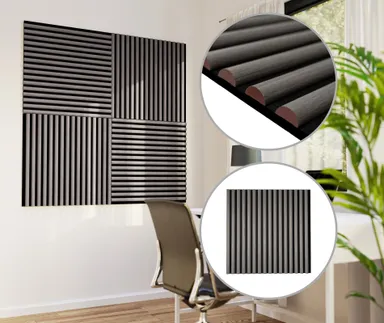 HORI WALL Akustik Dekor Wandpaneele Grey Oak Rundstab Quadratisch 0