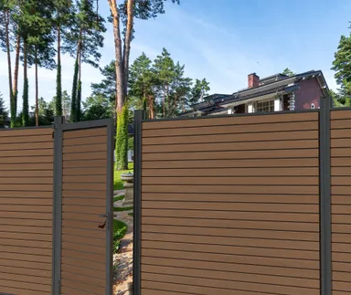HORI WPC Sichtschutzzaun Stecksystem Rhombus-Style co-extrudiert Tor Anbauset 0