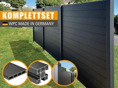 Kovalex WPC Sichtschutzzaun Stecksystem glatt mattiert Starterset 0