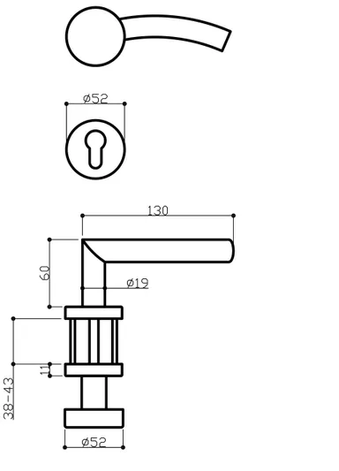 HORI Türgriff Edelstahl matt Rebon 2