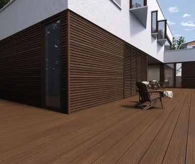 HORI Terrassendiele WPC Hohlkammer Co-Extrudiert tiefe Struktur 22,5 x 210 mm Dunkelbraun 0
