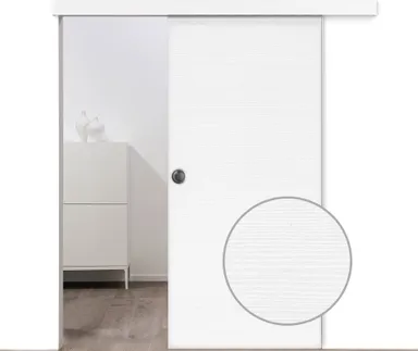 HORI Schiebetür CPL Eiche weiß strukturiert quer Röhrenspan Designkante 0